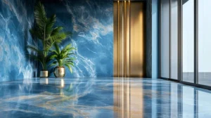 blue italian marble home interior