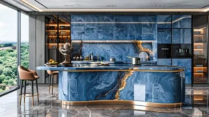 blue italian marble in kitchen